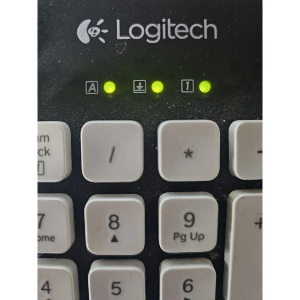 Logitech K310 Washable USB Keyboard Blue Gray Full Size Tested Working